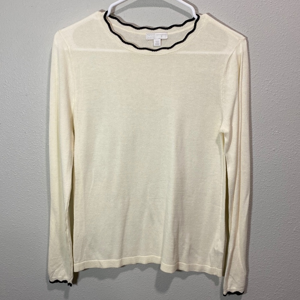 5 for $25 14th & Union sweater scalloped edge white black‎